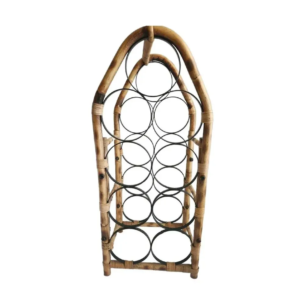Mid Century Bamboo 9 Bottle Wine Rack